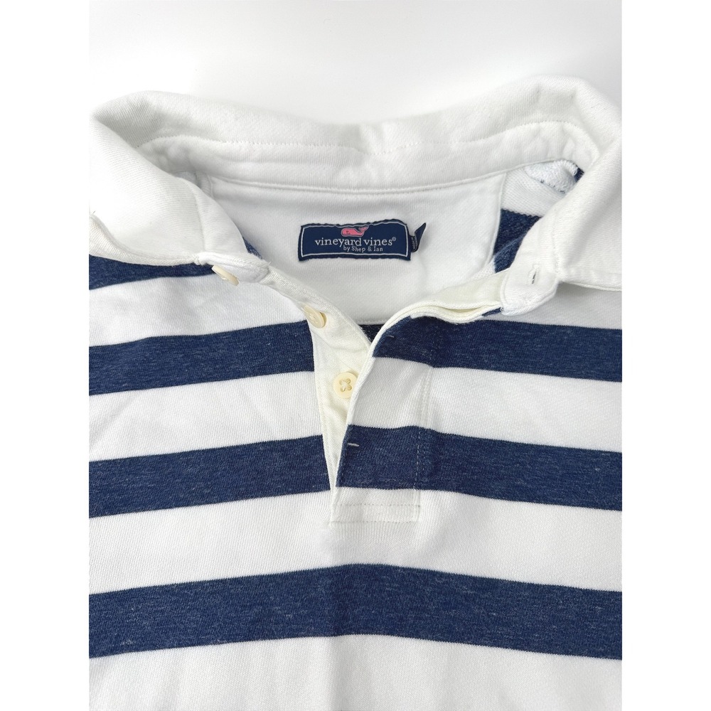 Vineyard Vines Rugby Pullover Mens XXL Blue White Striped Coastal Sweatshirt - Picture 5 of 11